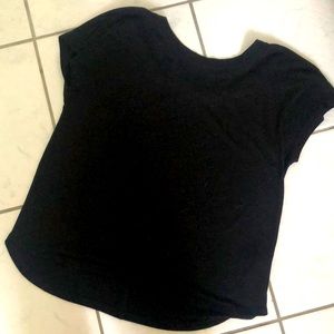 Athletic works black tee with design on back 14-16